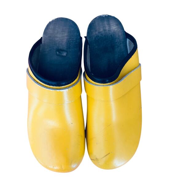 Jena – Yellow Leather Wooden Swedish Clogs Size 39 US 8-8.5 - Picture 5 of 8